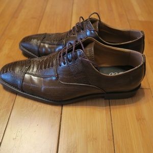 Sio Trenton-065 Brown Croc Woodgrain Oxford Shoes